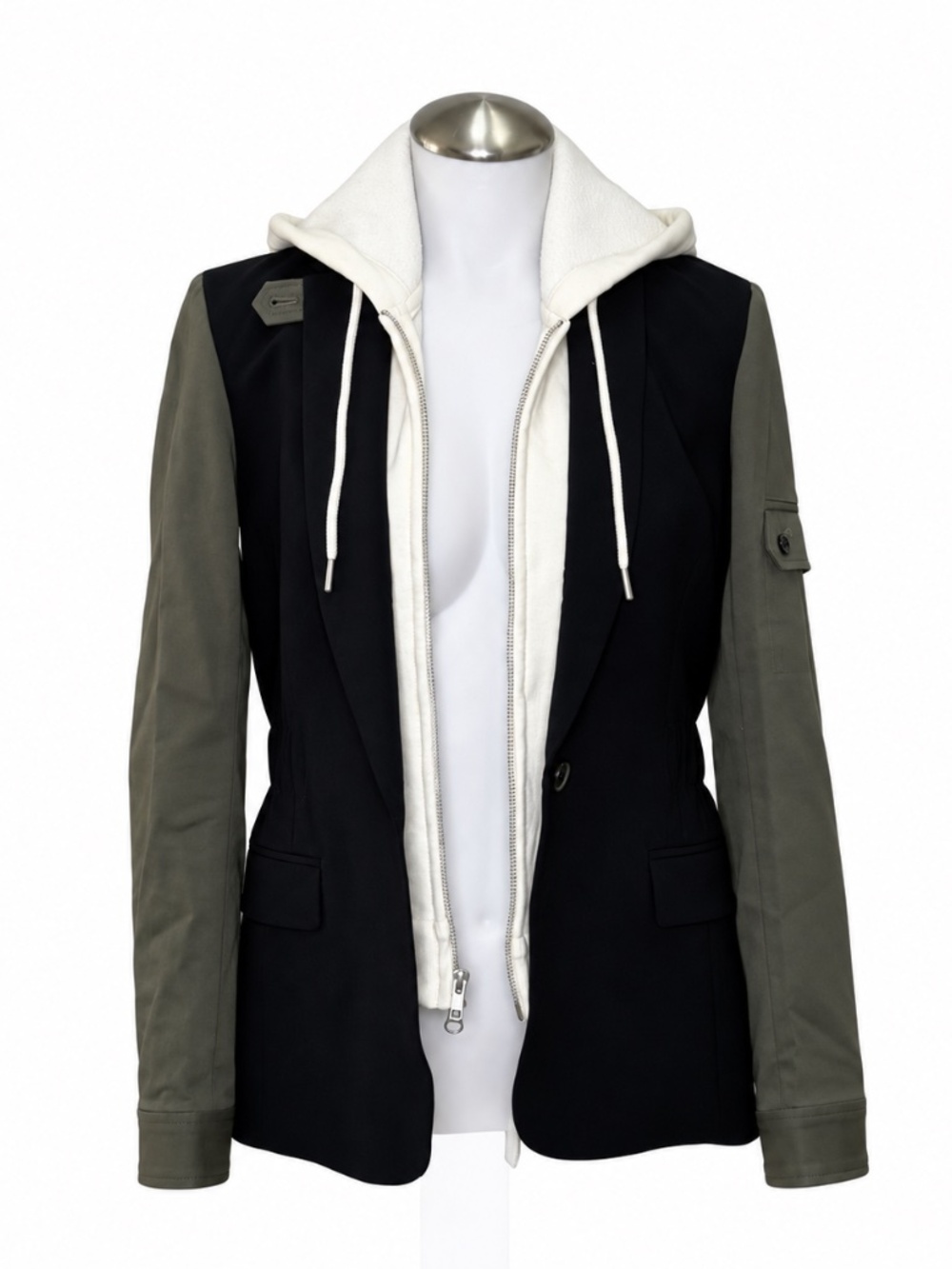 $795 Veronica Beard Army Blazer Black Army Green Wool Size 4 NWOT - Picture 10 of 16